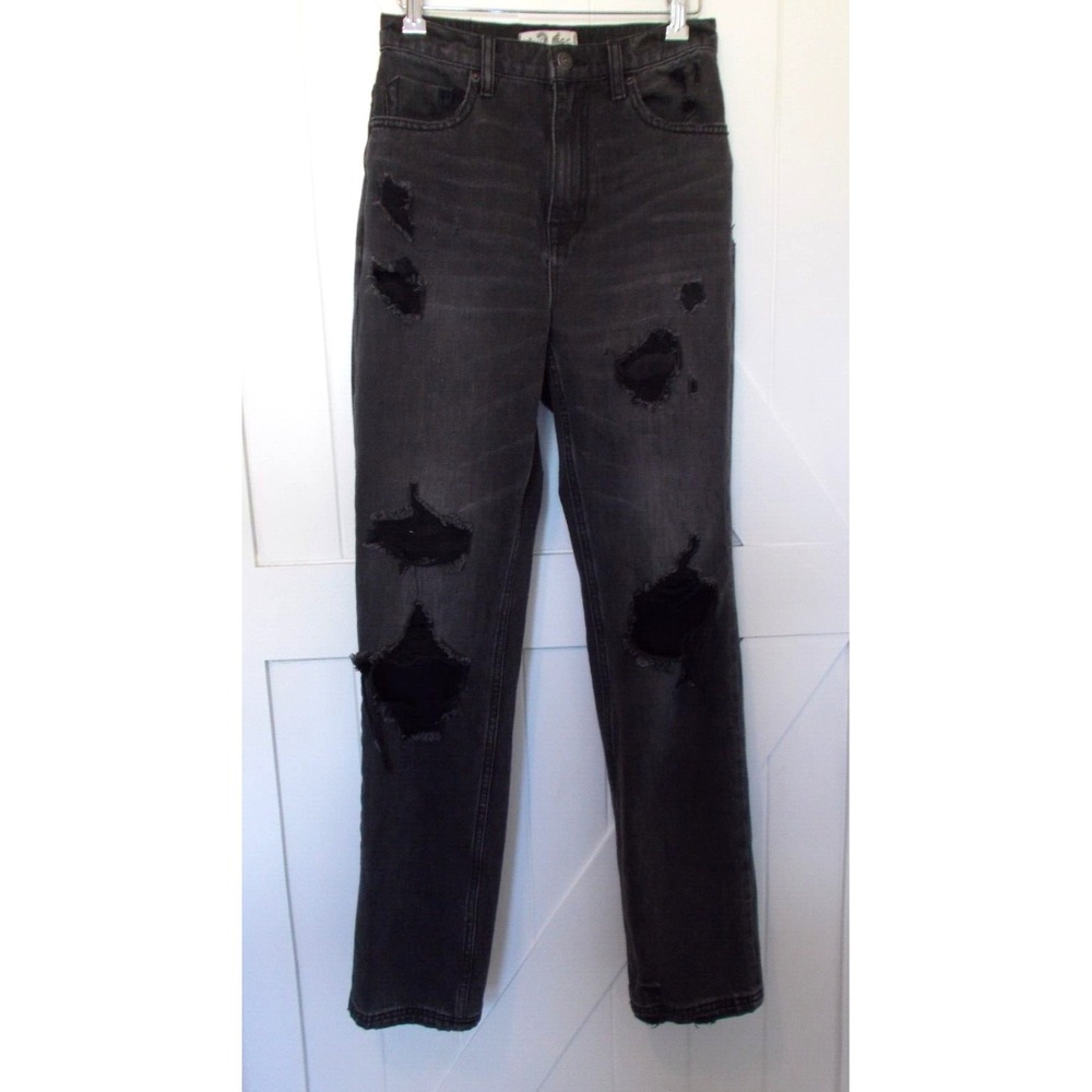 We the Free Free People CRVY Black Denim Jeans Women's Sz 26 Distressed Straight